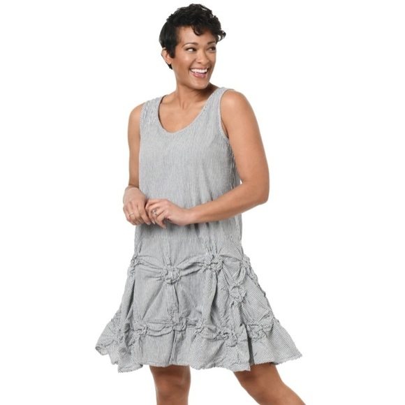 TULIP matilda dress in ticking stripe - Picture 2 of 9